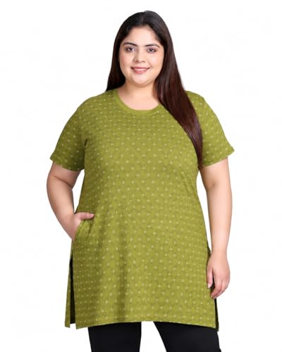 Image of In Love Women's All-Over Printed Cotton Plus Size Longline T-Shirt with Pockets