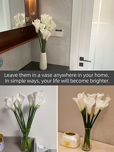 Grtefhu 12 Piece 26" Calla Lily Artificial Flowers,Real Touch Long Stem Faux Calla Lillies For Tall Vases,Indoor Wedding Office Home Decor (White) #TOP2