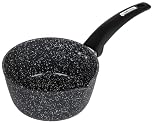 16cm Forged Non-Stick Milk Pan - Speckled Marble Effect, with Pouring Spout, PFAO/PFAS-Free, Induction Compatible, Dishwasher Safe