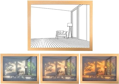 CPENSUS Wood Sunset Led Night Light Painting Decoration Led Wall Art Illuminated Light Up Picture,Light Art Decor,Bedside Lamp For Nightstand,Night Lights For Kids Adults 31 x 23 CM