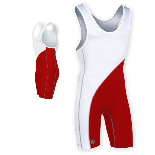 Brute Buckeye Wrestling Singlet - SIZE: Large, COLOR: Scarlet-White