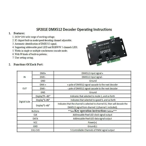 Decodificador SP201E DMX512 para resolver la conexión entre consolas y luces LED direccionables 4