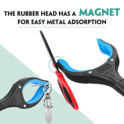 6 Pack Grabber Reacher Tool For Elderly, 32" Foldable Picker Upper Grabber Long Handy Mobility Aids Lightweight Reaching Tool For Trash Claw Pick Up Stick Arm Extension Litter Picker, Blue #TOP3