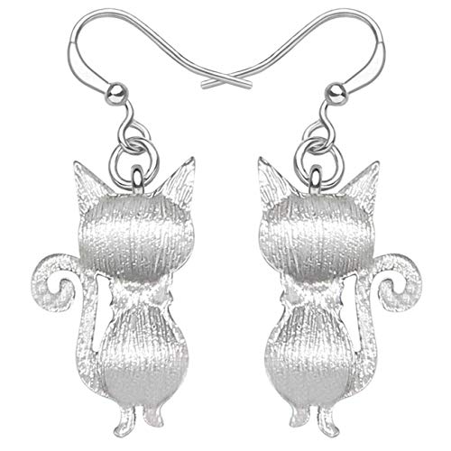 Duowei Metal Enamel Elegant Bowknot Kitten Cat Earrings Lovely Cartoon Pet Dangle Drop Novelty Jewelry For Women Girls Ladies (Purple) #TOP4