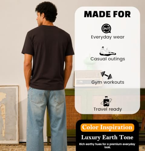 Image of Sleepynuts Men's Everyday Wear Crew Neck Regular Fit T-Shirt | Half Sleeve Solid Plain Casual T-Shirt for Men | Soft Breathable Fabric |