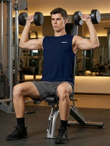 Image of DEMOZU Men's Sleeveless Workout Swim Shirt Quick Dry Athletic Muscle Beach Tank Top Big and Tall