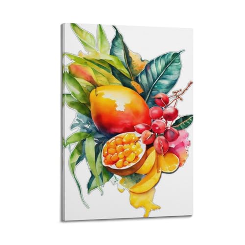Toile aquarelle fruits pour embellir mur vide chambre tableau avec cadre 30x45cm