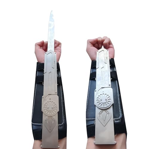 Assassin's Creed Hidden Blade Ezio Hidden Blade Cane Sword Hidden Knife Halo Energy Sword Cane with Hidden Sword Assassins Creed Costume Silver