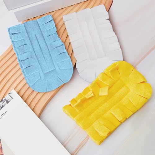 Image of Zubebe 12 Pcs Reusable Duster Refills Fleece,Blue, White, Yellow | Soft Polyester Fiber Flat Duster Refill Multi Surface Washable Cleaning Pad Tools for Home, Blinds, Car, Pet, Furniture, Fans