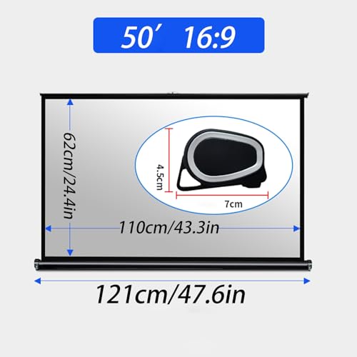 Pantalla de proyección portátil manual 50 pulgadas 16:9 miniatura 7