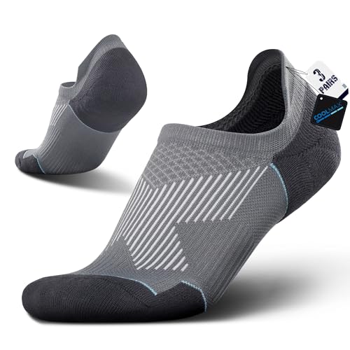 BRISIRA Coolmax Bamboo Viscose Compression No Show Socks Moisture Wicking Cushion Short Low Cut Ankle Athletic Sock for Golf
