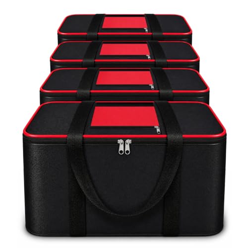 Image of DALUCI Underbed Storage Bags for Clothes Pack of 4 Large Moisture Proof Organizer with Zipper Non Woven Foldable Storage Bag for Blanket Saree Wardrobe 54 x 46 x 28 cm (Black & Red - Large, 4 Pack)