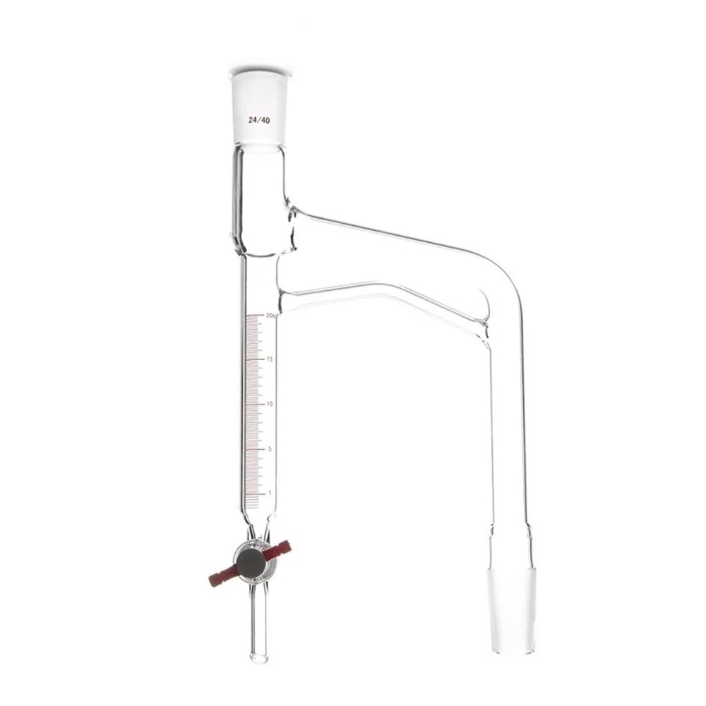 Equipos y suministros de laboratorio Receptor graduado de 10 ml/20 ml, unión 24/40 PTFE/vidrio, válvula vidrio borosilicato D46