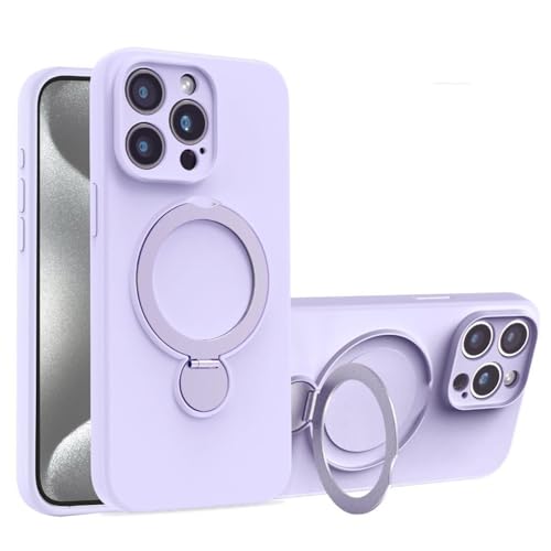 Support magnétique pour coque iPhone 14 Pro en silicone liquide violet à induction