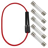 Luomorgo Inline Fuse Holder with 6 Pcs 6x30mm 1A Fuses - Screw Type Wired Mounting for Tube Fuse, Electrical Projects