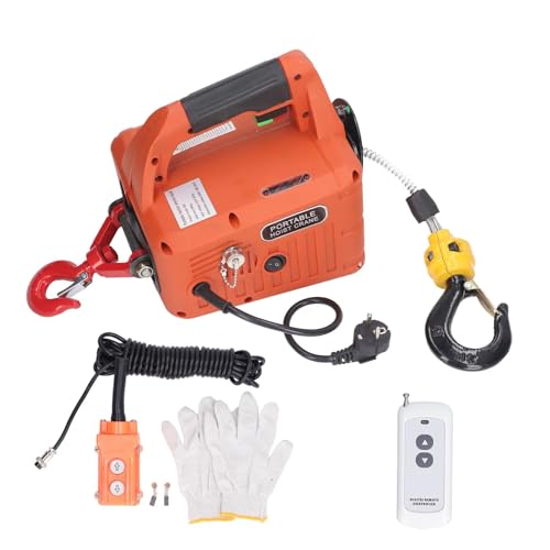 Elektrische Seilwinde, 500KG Elektronischer Seilzug Hebezug mit Kabellose Fernbedienung Überlastungsschutz 7.6M Maximale Hubhöhe 1500W (EU-Stecker 220 V)