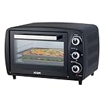 ICQN Mini-four compact 15 litres, 1 200 W, minuterie 60 minutes, 3 fonctions de cuisson, 90 °C à 230 °C, petit four de camping, anthracite, garantie 2 ans