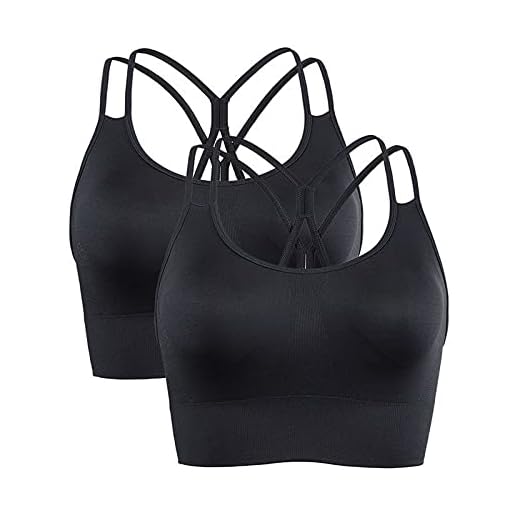 Vertvie Dam starkt grepp sport bh racerback vadderad bystare rygg korsade bärare springa behå push up utan byglar kompressions tank topp stretch sömlös yoga behå fitness träning (2 x svart, S)