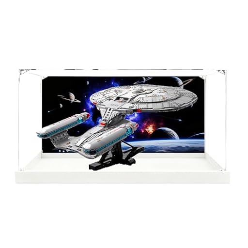 Vitrina acrílica, compatible con juegos Lego 10356 Star Trek Enterprise, escaparate de protección a prueba de polvo compatible con 10356 (solo caja organizadora, kit no incluido) (fondo blanco B) | Ya disponible en tu tienda friki favorita! En mundofriki.es!