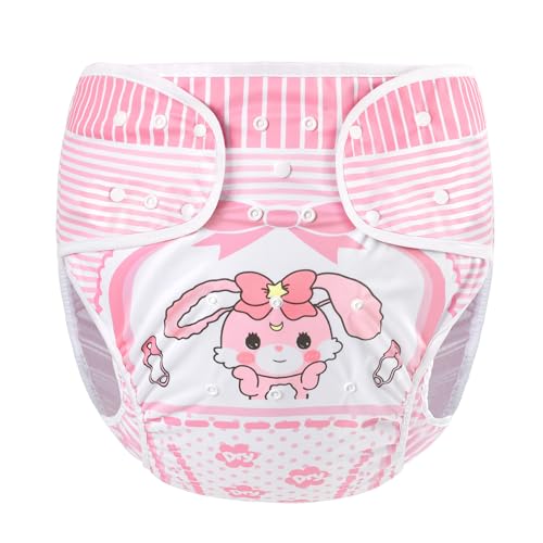 LittleForBig Couvre-Couches En Tissu Pour Adultes Lavable Réglable Réutilisable Imperméable - Baby Usagi Rose L