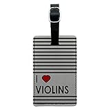 Graphics & More I Love Heart Violin Leather Luggage Id Tag Suitcase Carry-on, Black