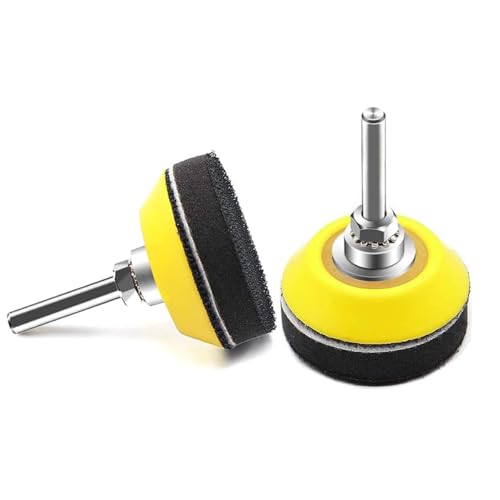 Treki 2pcs Platos de Lijado 50mm Almohadilla de Lijado Pulido Discos de Lijadoc con Gancho y Bucle Placas de Disco de Lijado con Adaptador de Rosca para Máquinas de Perforación, Lijadoras