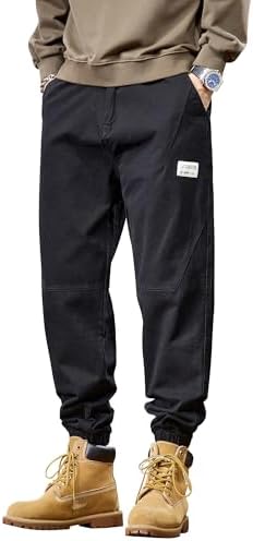 （04:30時点） [Easykode] ズボン メンズ 9分丈 サルエルパンツ レトロ 大人 ジョガーパンツ 上品 ジッパーフライ レギュラーフィット 中厚 綿 チノパン 脚長 ワイドテーパード カジュアル アンクル丈 ボトムス 作業 ミリタリー わーくぱんつ アメカジ かっこいい服 ストリート系 秋 冬 春 black 3XL