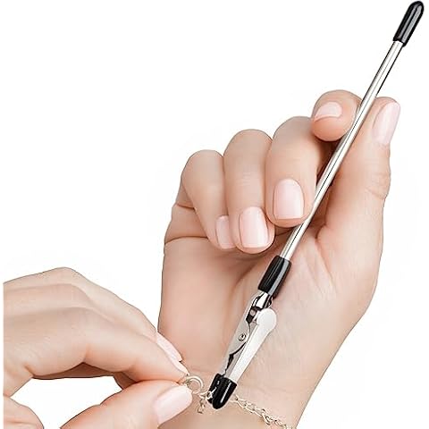Mission Gallery Bracelet Helper Tool - Fastener Helper Tool for Bracelet, Necklace, Jewelry, Watch - Clip, Clasp Helper - Easy to Put on Yourself, Portable, Made of Metal, Silver Cover
