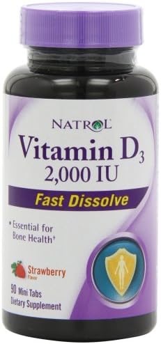 Natrol Vitamin D3 2000 IU Mini Tabs, Strawberry, 90-Count (pack Of 2)
