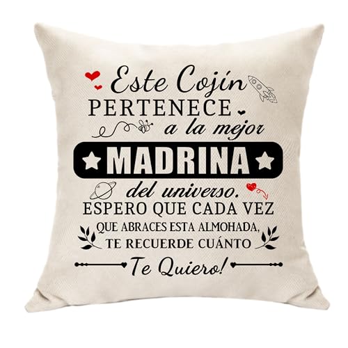 Hasodeo Presentes de madrinha capa de almofada decorativa 45 x 45 cm - melhor madrinha do universo - presentes originais para madrinha batizo presentes de aniversário (madrinha)