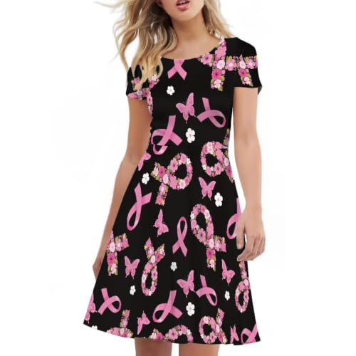 Image of AFPANQZ Womens Casual Summer Lightweight Vintage Dress Short Sleeve Midi Dress Knee-Long Luxury Formal Dress