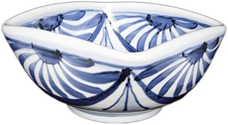 砥部焼 梅山窯 6寸4方鉢 （菊文）