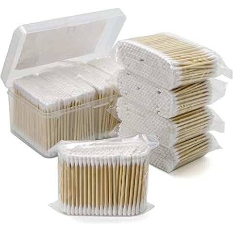 Cotton Swabs with Wooden Sticks 800 Count, Bamboo Cotton Swabs Double Round Tips,3 inch Cotton Swabs for Ears, Makeup, Household Cleaning Cover