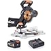 Evolution Power Tools R185CMS-Li Cordless Mitre Saw Multi-Material Cutting, Cuts Wood with Nails, Metal, Plastic & More, Bevel & Mitre Angles, TCT Blade Included - Battery & Charger Included