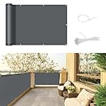 SUNNY GUARD Balcony Privacy Screen 90x300cm Fence Screen for Balcony and Patio Cover,UV protection waterproof and windproof,with Cable Ties,Anthracite