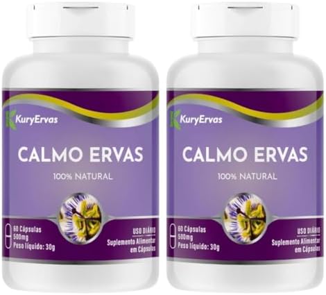 KIT Calmo Ervas, Suplemento 100% Natural, 120 Cápsulas 500mg, Pas...