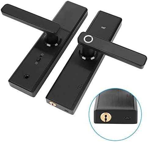 Fingerprint Smart Lock, WiFi Electronic Door Lock, Touchscreen Smart Anti-Theft Door Lock, Fingerprint Keypad Card with Password | IC Card | Tuya Smart Door Lock with Mechanical Key (Black)