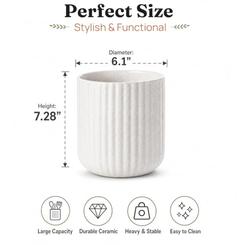 Image of Large Ceramic Utensil Holder, 7.2'' Utensil Crock for Kitchen Counter