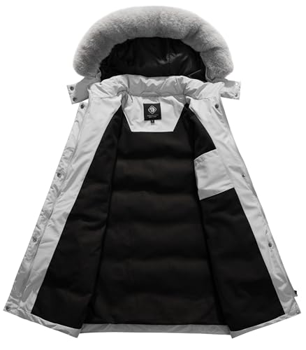 Women's Winter Thicken Puffer Coat Warm Snow Jacket with Fur Removable Hood3