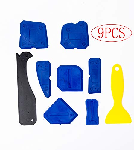 Preisvergleich Produktbild HETOOSHI Silikonentferner9 Stücke Silikon Caulking Werkzeug Kit,Abzieher SilikonfugenDichtungsmasse Fliesenreparatur Fliesenfugen Fugenkratzer,Caulk Düse für Küche Badezimmer (Blau)