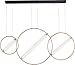 ET2 E23277-93BKSFTG Flare Opal White Acrylic Tube in the Ring Linear LED Pendant Ceiling Lighting, 3-Light 45 Total Watts, 24"H x 5"W x 49"L, Black / Soft Gold