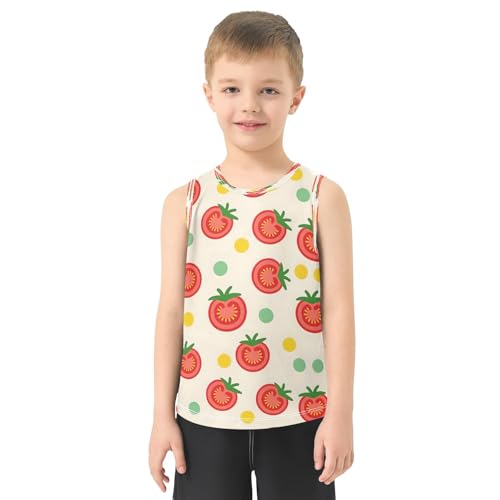 ALAZA Yellow Tomato Polka Dot Boy's Tank Tops Summer Sleeveless Quick Dry Sport Workout Athletic Casual T Shirts 3-15Y2