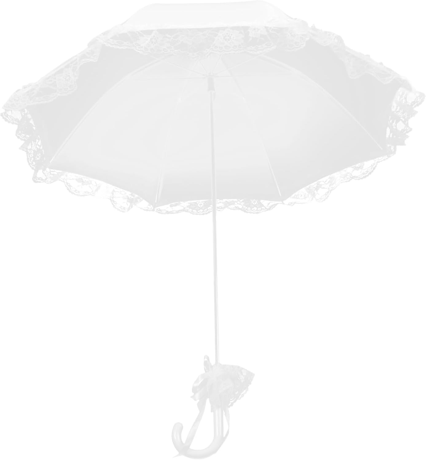 VOSAREA Elegant Lace Parasol Umbrella Bridal Wedding Photo Prop Lightweight Durable Parasol for Costume Party Stage and Tea Event Decoration