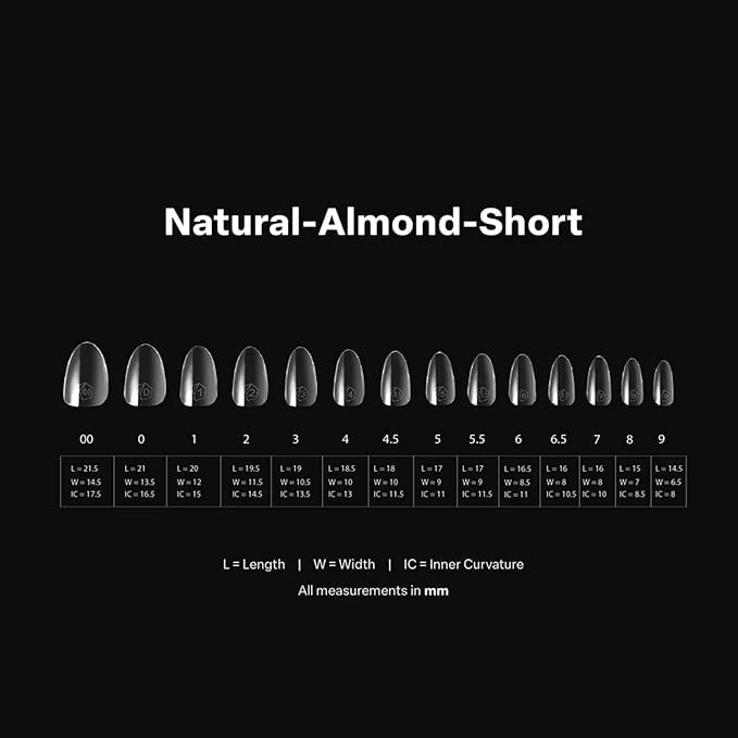 Apres Gel-X Natural Almond Short 2.0 Box of Tips 14 sizes 600 PCS