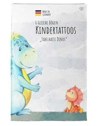 lila liebt dich® 6 gleiche Bögen Dino Kindertattoos, Geburtstag Mitgebsel Kinder Tattoo, Dino Tattoo, Geburtstagstüten Mitgebsel