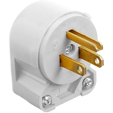 Legrand Pass & Seymour 4867ANWCC10 15 Amp 250V Medium Duty Nylon Angle Plug, NEMA 5-15P, White (1 Count) Cover