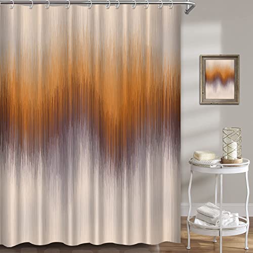 Jofei Orange Beige Ombre Shower Curtain Grey Striped Gradient Abstract Art Bathtub Curtain Minimalist Aesthetic Polyester Fabric Bathroom Decor Curtain Sets 72"X 72" #TOP1