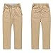 7-8 Years Boys' School Uniform Pants Relaxed Straight Fit Stretch Pant Flat-Front Elastic Waist & Pockets Trousers Khaki