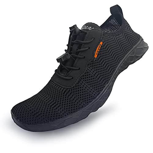 Whatseaso Water Shoes For Women Lightweight Quick Dry Aqua Barefoot Athletic Sports Shoes For Swimming Boating Surfing Running 8 Women/7 Men, Black #TOP17