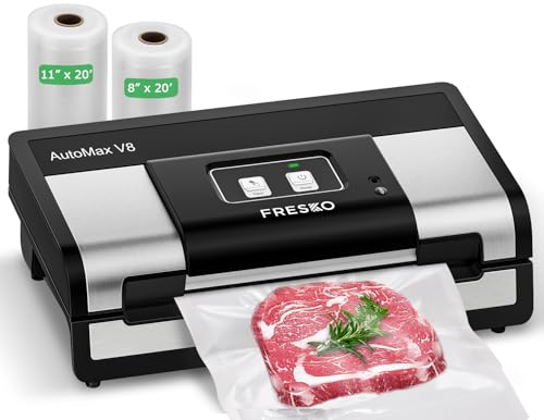 Image of Fully Automatic Vacuum Sealer, 95Kpa Powerful Food Vacuum Sealer Machine, Auto Dry-Wet Detection | Bag Cutter | 2 Rolls Bags | Effortless Operation, Silver - Black